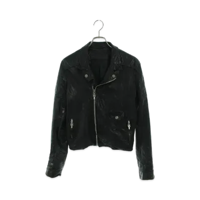 Chrome Hearts Cretin Leather Quilting Design Riders Jacket "Black"