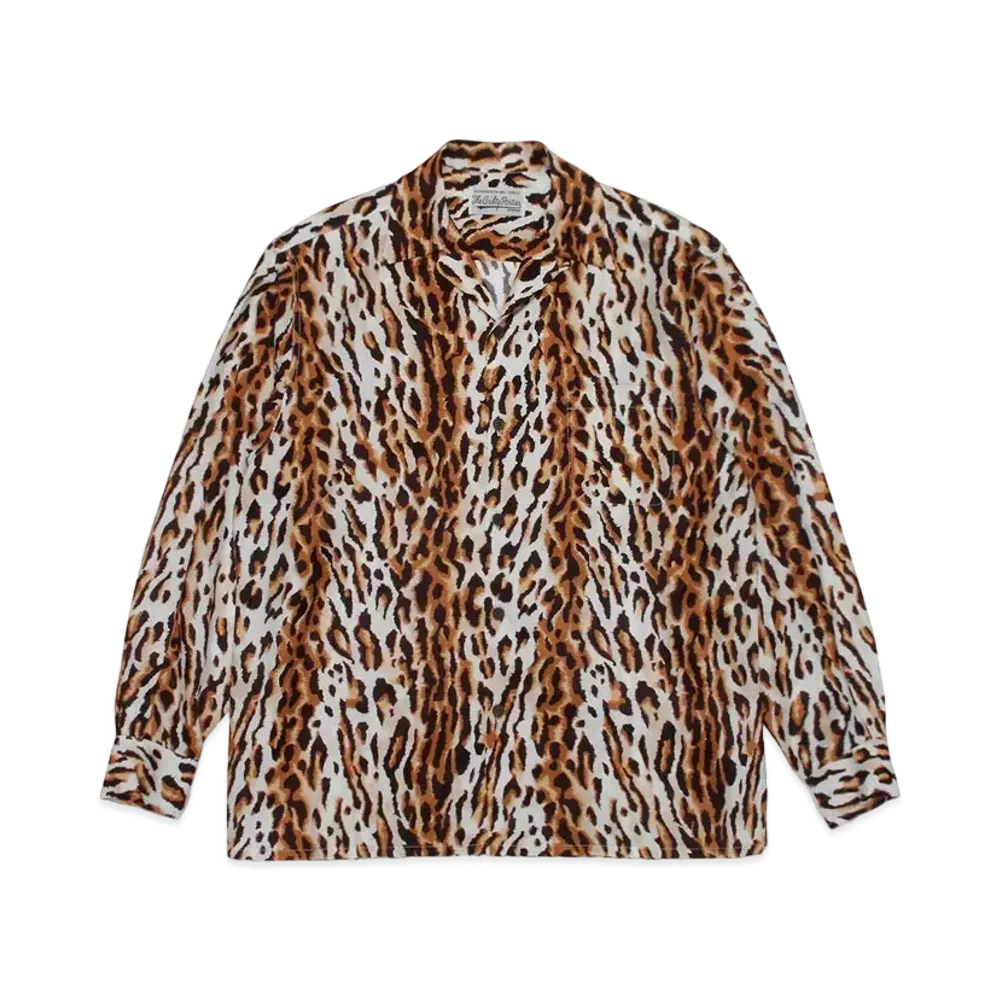 WACKO MARIA Leopard Open Collar Shirt "White"