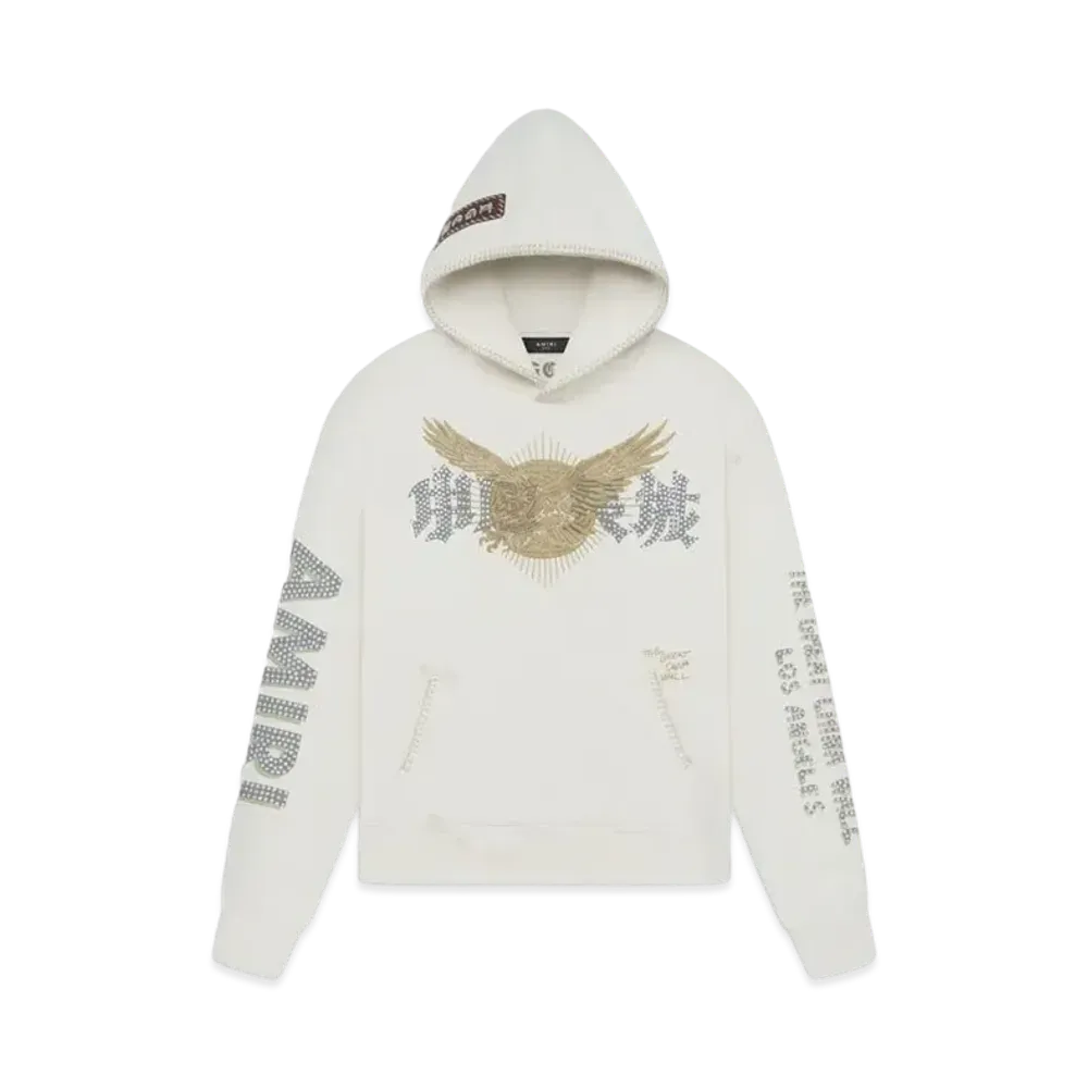 Amiri Tgcw Crystal Eagle Hoodie "Vintage White"