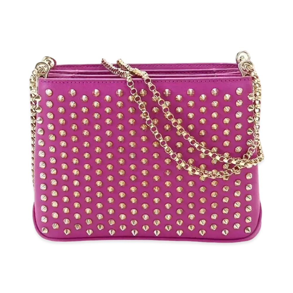 Christian Louboutin Triloubi Studs Leather Chain Shoulder Bag "Purple"