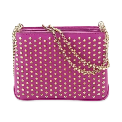 Christian Louboutin Triloubi Studs Leather Chain Shoulder Bag "Purple"