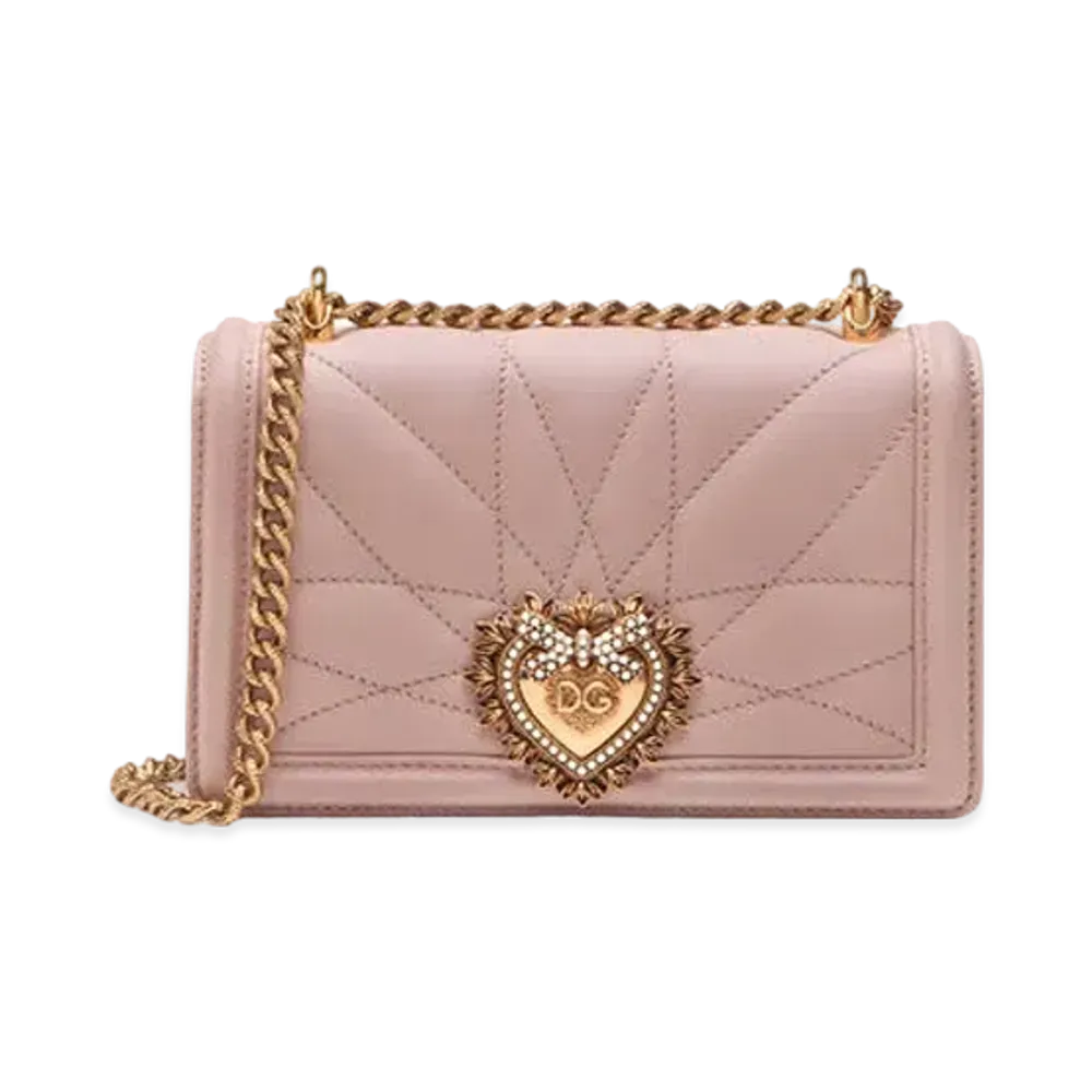 Dolce&Gabbana Devotion Crossbody Bag Small Matrasse Nappa Leather "Pale Pink"