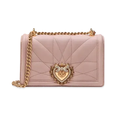 Dolce&Gabbana Devotion Crossbody Bag Small Matrasse Nappa Leather "Pale Pink"