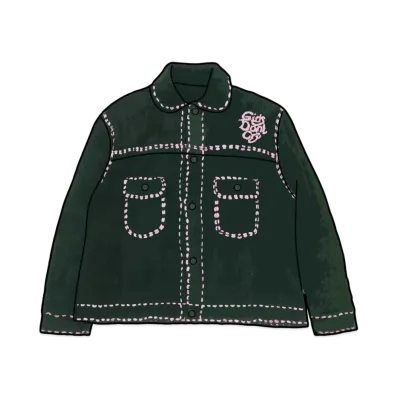 Girls Don't Cry x PHINGERIN Hand Stitched Knit Cardigan "Green" / VERDY