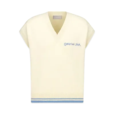 Dior Christian Dior Tag Sweater Vest Wool and Alpaca Jersey "White"
