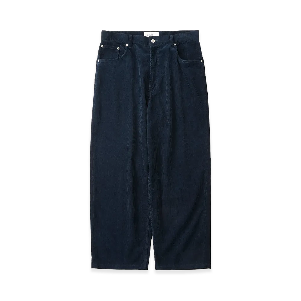 everyone Wide Straight Corduroy Trousers "Navy"