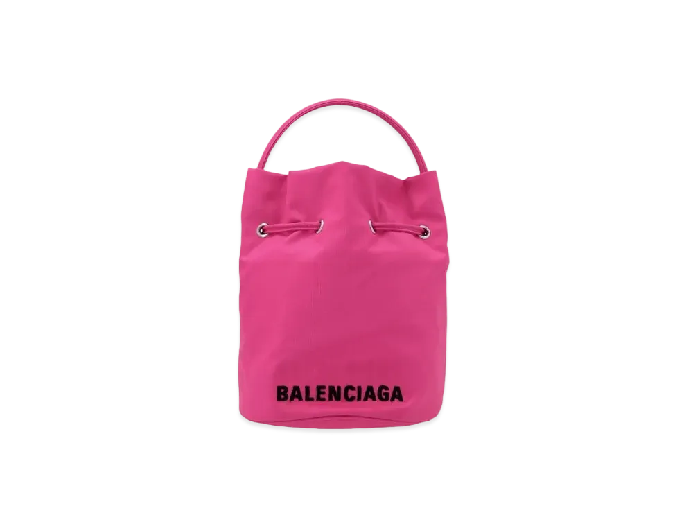 BALENCIAGA Women's Wheel XS Drawstring Bucket "Fluo Pink/Black"