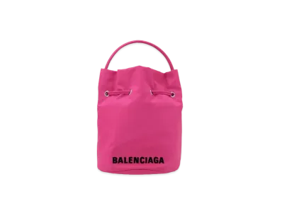 BALENCIAGA Women's Wheel XS Drawstring Bucket "Fluo Pink/Black"