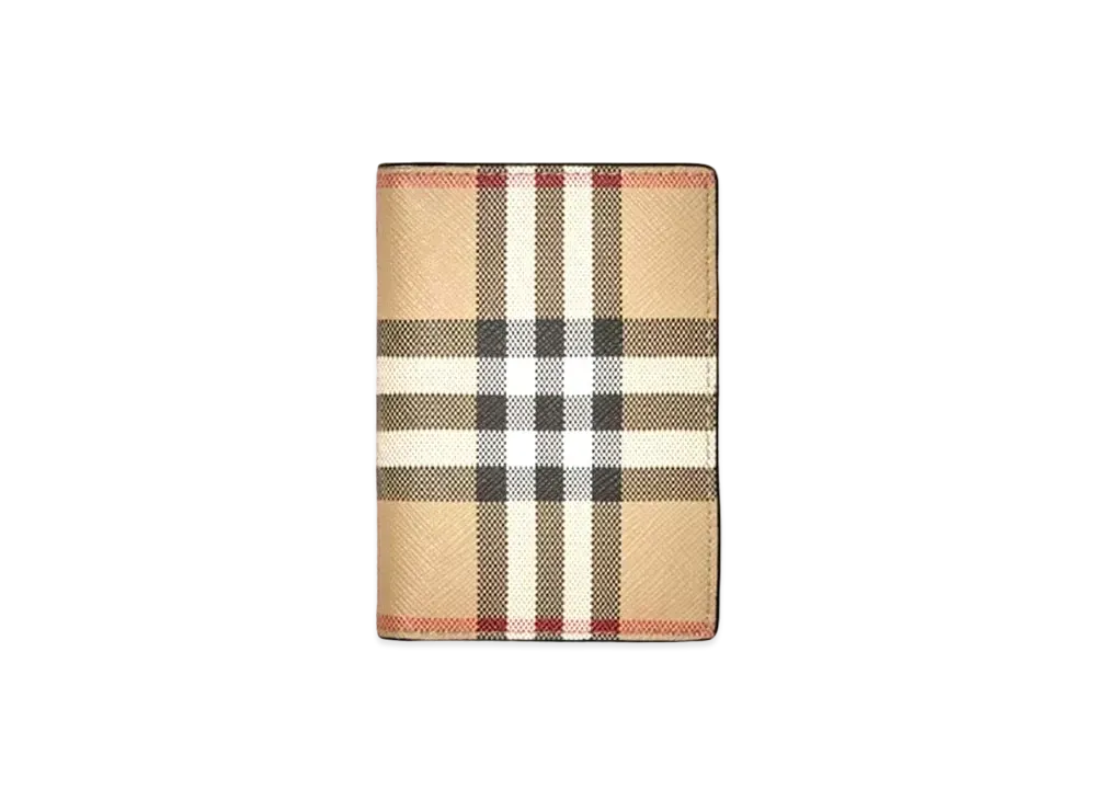 Burberry Vintage Check & Leather Folding Card Case "Archive Beige"