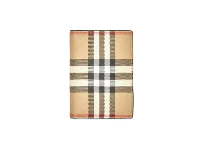Burberry Vintage Check & Leather Folding Card Case "Archive Beige"