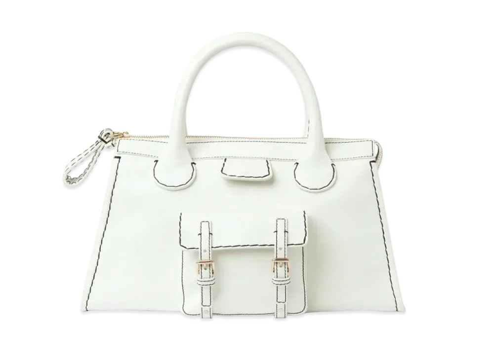 Chloe Medium Edith Day Bag In Buffalo Leather "White"