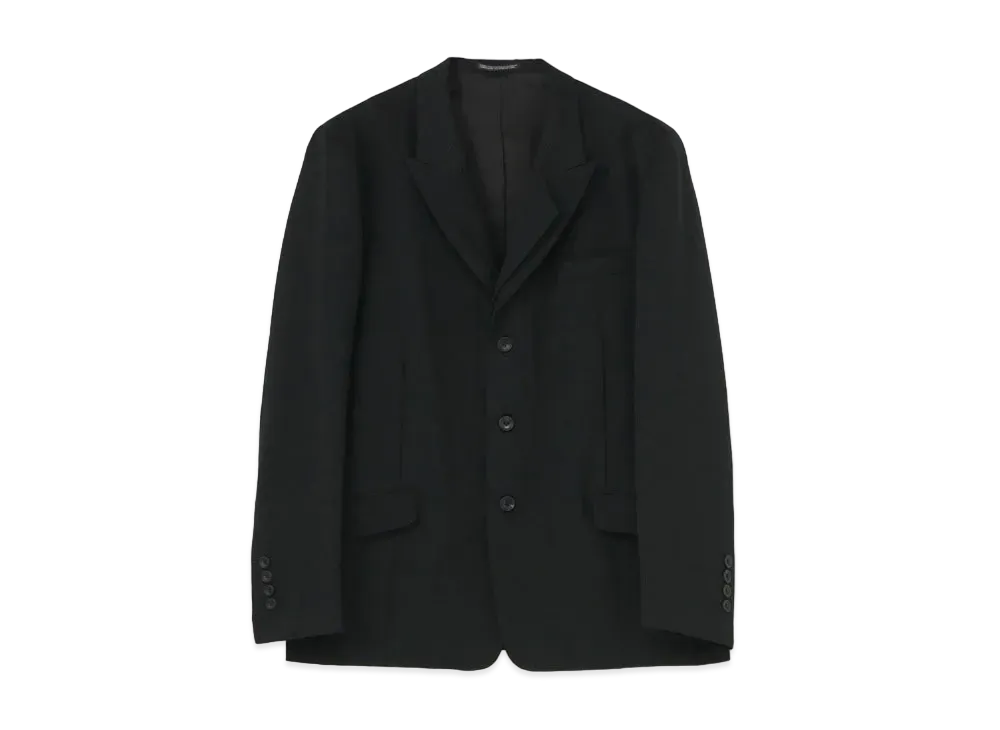Yohji Yamamoto Pour Homme W/GABARDINE FRONT LAYERED PEAKED LAPEL JACKET "Black"