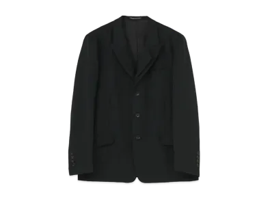 Yohji Yamamoto Pour Homme W/GABARDINE FRONT LAYERED PEAKED LAPEL JACKET "Black"