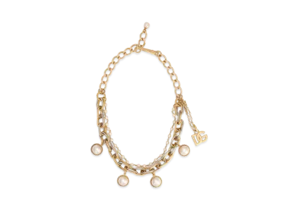 Dolce&Gabbana Double-Chain Necklace with Pearl Charms "Multicolor"