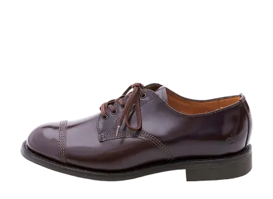 SANDERS Women's Military Derby Shoe 266 Polished Leather "Burgundy" 1830R