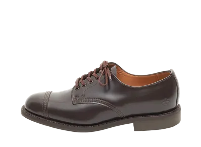 SANDERS Women's Military Derby Shoe 266 Polished Leather "Ebony Brown" 1830TD