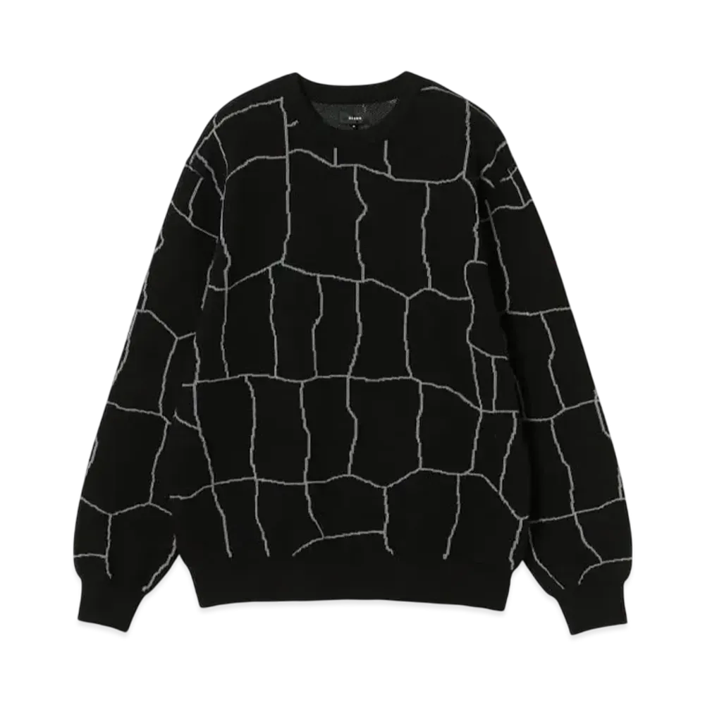 BEAMS 12 Gauge Spider Web Crew Knit "Balck"