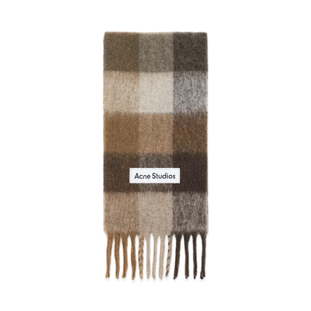 Acne Studios Mohair Check Scarf "Dark Brown / White / Brown"