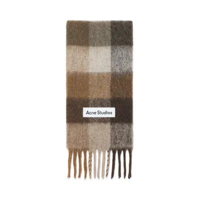 Acne Studios Mohair Check Scarf "Dark Brown / White / Brown"