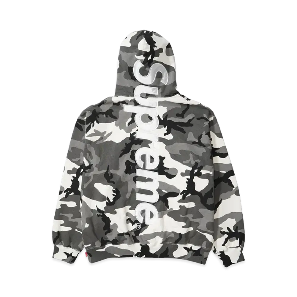 Supreme Satin Applique Hooded Sweatshirt (26SS) "Snow Camo"