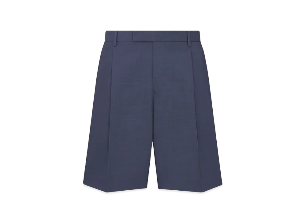 Dior Pleated Bermuda Shorts Textured Extra Fine Wool "Blue Gray"