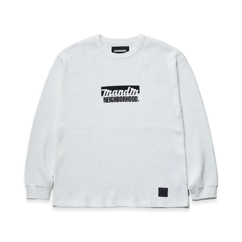 NEIGHBORHOOD x M&M . Waffle Fabric Crewneck LS "White"