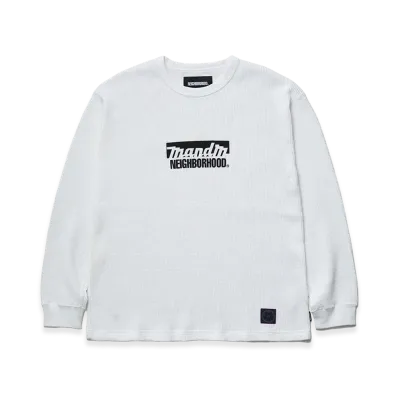 NEIGHBORHOOD x M&M . Waffle Fabric Crewneck LS "White"