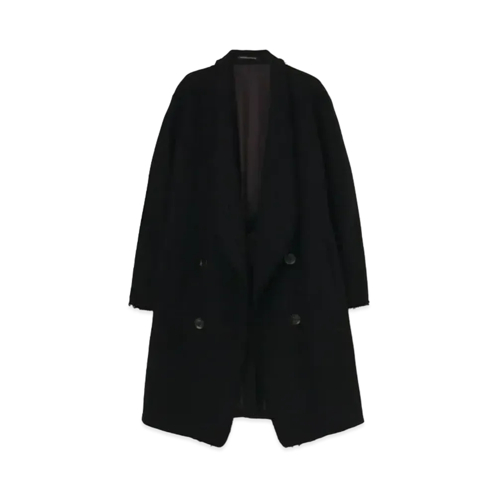 Yohji Yamamoto Y's OIL CUT MELTON SHAWL COLLAR COAT "Black"