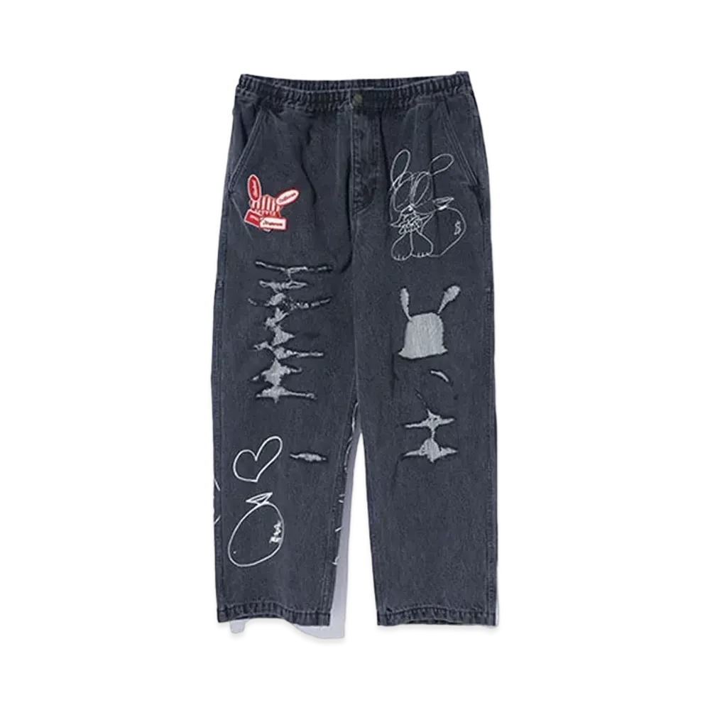 XLARGE x SKOLOCT Easy Denim Pants "Black"