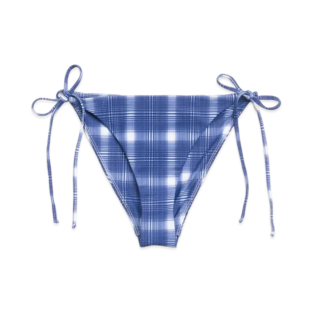 Stussy Women's Side Tie Bikini Bottom "Navy Plaid"