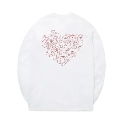 FR2 Valentine's Day Rabbits Heart Longsleeve T-shirt "White"