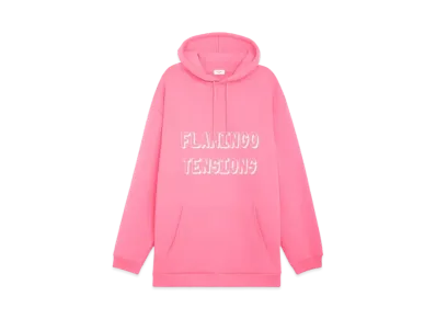 CELINE Hoodie In Cotton Fleece With Artist Print "Pink Flamingo/White"