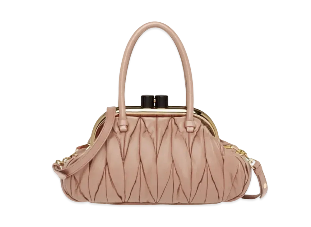 MIU MIU Miu Bernappa Leather Handbag "Beige Pink"