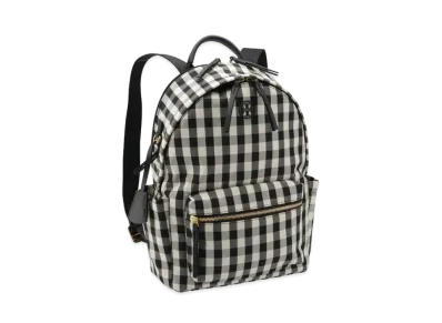Tory Burch Piper Gingham Zip Backpack "Black/New Ivory Gingham"