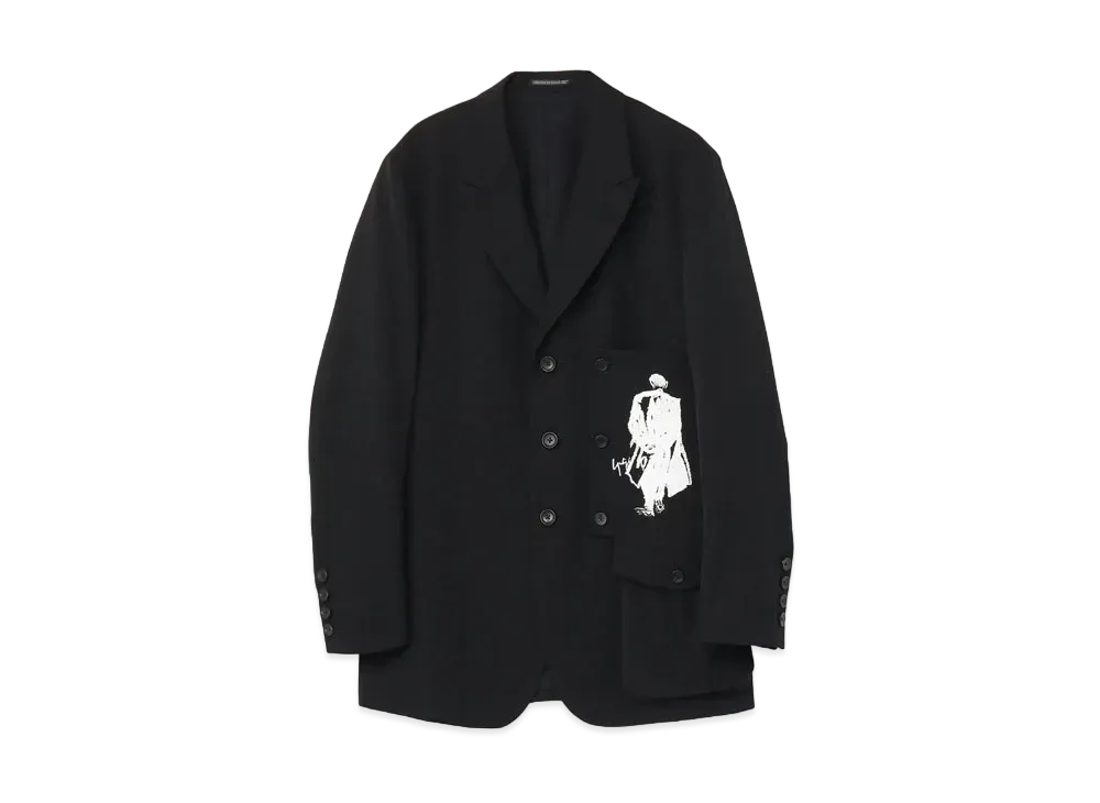 Yohji Yamamoto Pour Homme MAN EMBROIDERY BUTTONED CLOTH JACKET "Black"