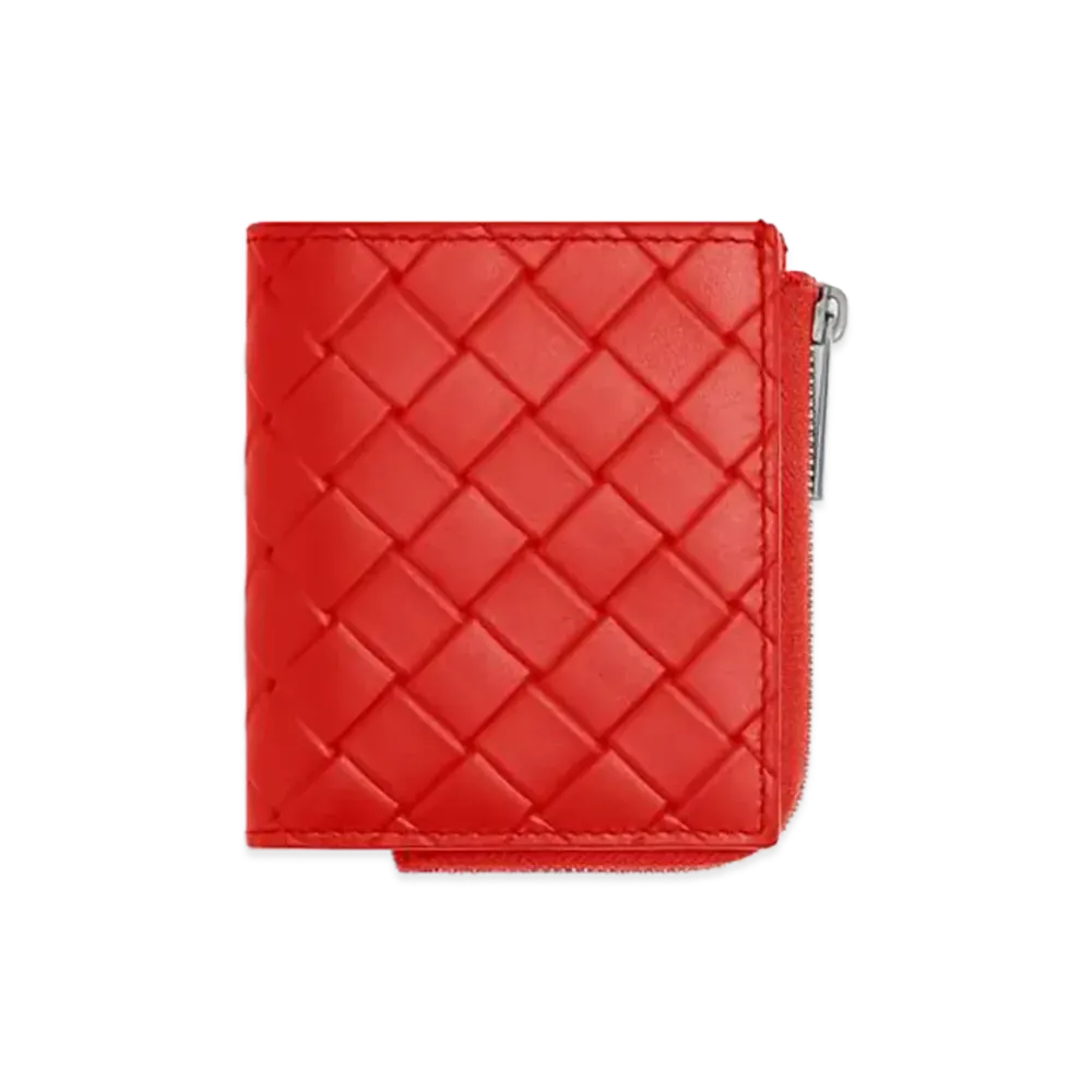 Bottega Veneta Intrecciato Stamp Bi-fold Wallet "Cherry Tomato"