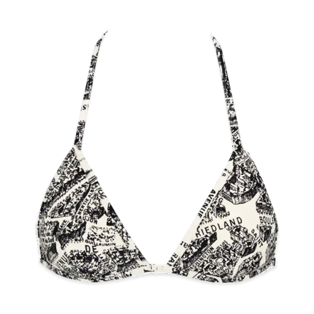 Dior Women's Bikini Top with Plan de Paris Motif "White/Black"
