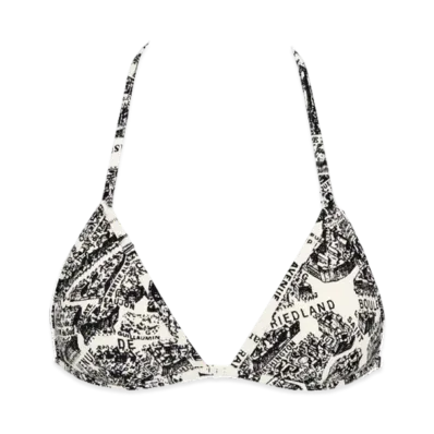 Dior Women's Bikini Top with Plan de Paris Motif "White/Black"