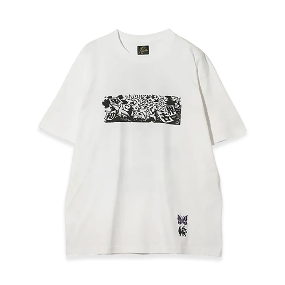 NEEDLES x Sasquatchfabrix. Slowgun Tee "Peace To World" "White"