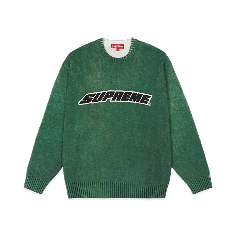 Supreme Printed Washed Sweater "Olive"