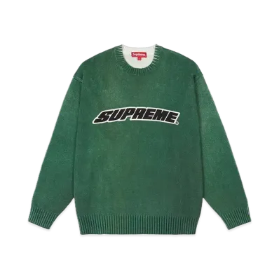 Supreme Printed Washed Sweater "Olive"