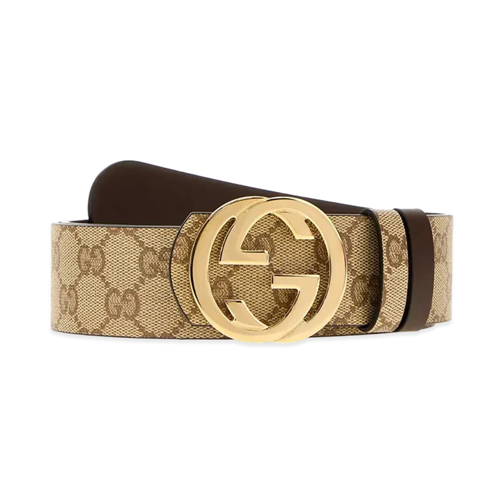 GUCCI Interlocking G Buckle Reversible Belt "Beige"