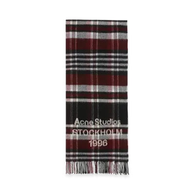 Acne Studios Fringed Logo Scarf "Black/Burgundy"