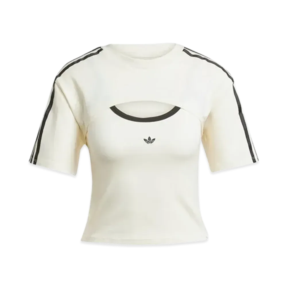adidas Cutout Cali Short Sleeve T-shirt "Cream White/Black"