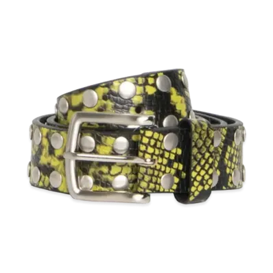 Stussy 8 Ball Studded Belt "Green Snake Print Leather"