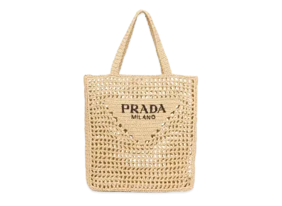 PRADA Raffia Tote Bag "Beige"