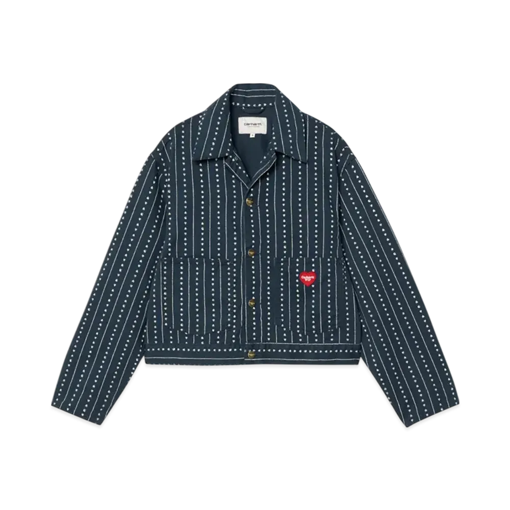 Carhartt WIP W' Drewe Jacket "Heart C PinstripeInk/Natural(Rinsed)"