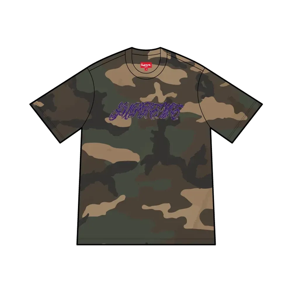 Supreme Raised Script S/S Top "Woodland Camo"