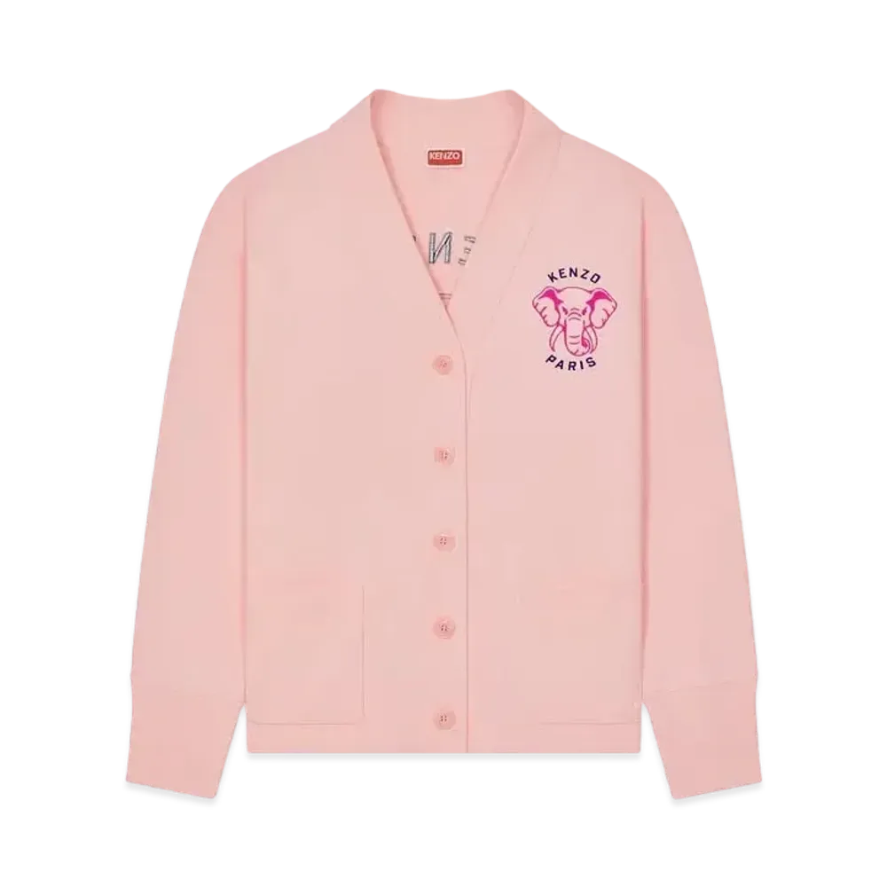 KENZO 'ELEPHANT' Embroidery Sweat Cardigan "Faded Pink"