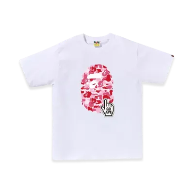 A BATHING APE ABC Camo Go Ape Pointer Ape Head Tee Bapec "White/Pink"